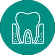 Tooth cross-section icon illustrating bone grafting procedure for dental implants.