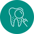 Tooth with gum tissue and periodontal probe icon representing periodontal therapy treatment.