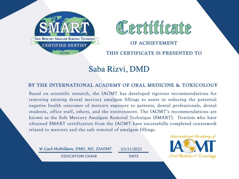 SMART certified dental professional certificate